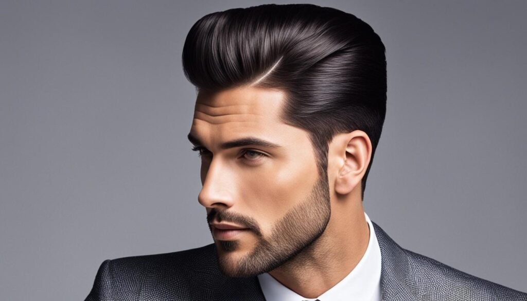 flat pompadour with tapered sides